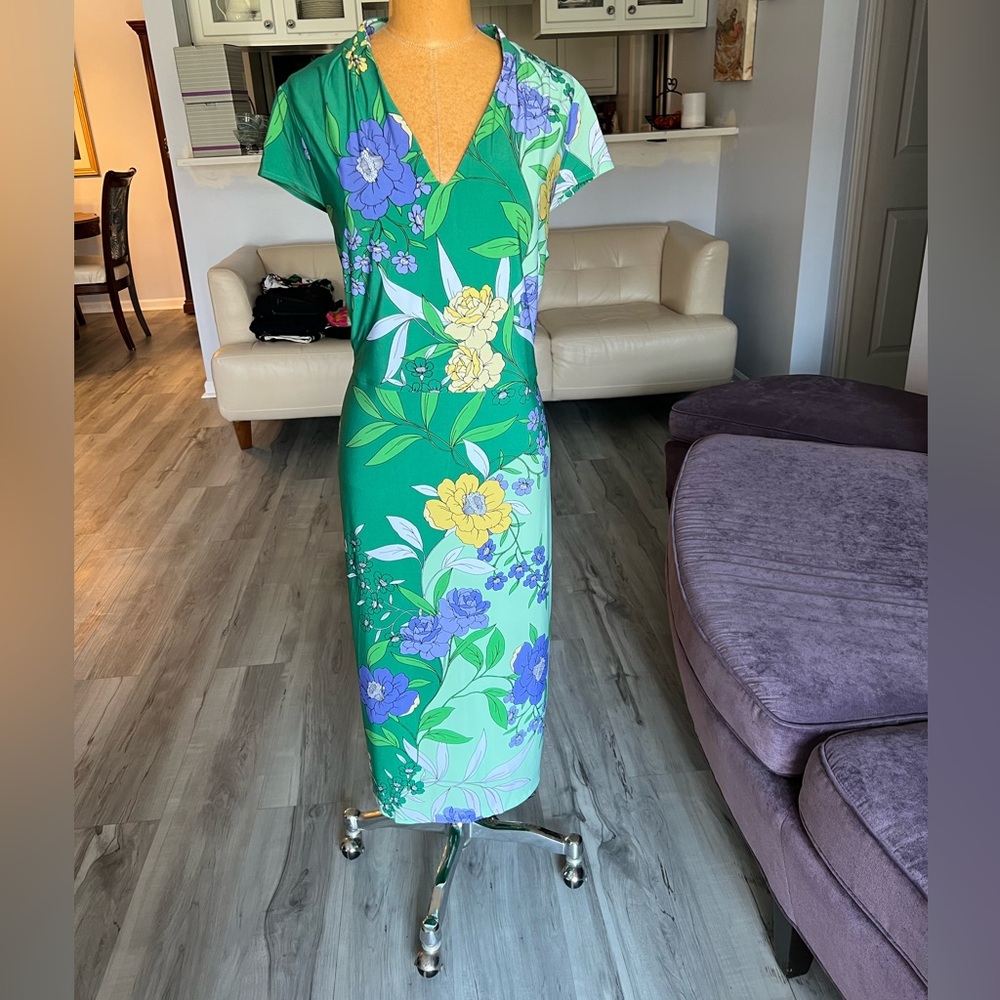 London Times Jersey knit fully lined midi dress